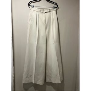 Max Mara Women's Ivory Pleated Zinnia Jersey Flared Wide-leg Pants Sz 14 NWOT